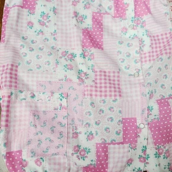 Vintage Barbiecore Pink Patchwork Snap Front Smock Vest - Picture 10 of 14